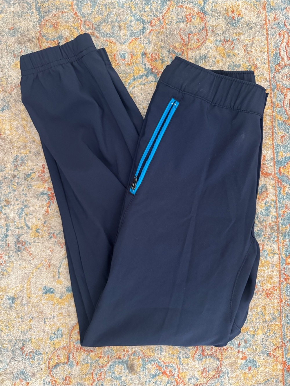 Columbia Navy Joggers with Bright Blue Zip Pocket